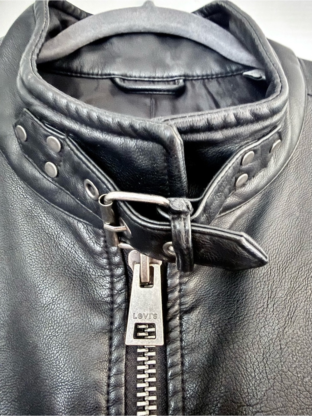 Levi’s Women's Black Faux Leather Latch Collar Racer Jacket • Size XL - Picture 4 of 8